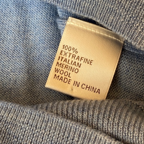 Peter Millar V-Neck Sweater long sleeve merino wool blue Large - Picture 14 of 16